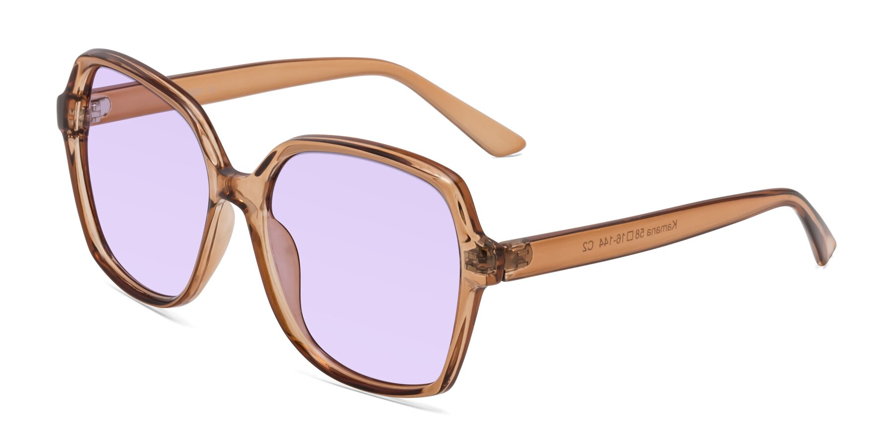 Angle of Kamana in Light Brown with Light Purple Tinted Lenses