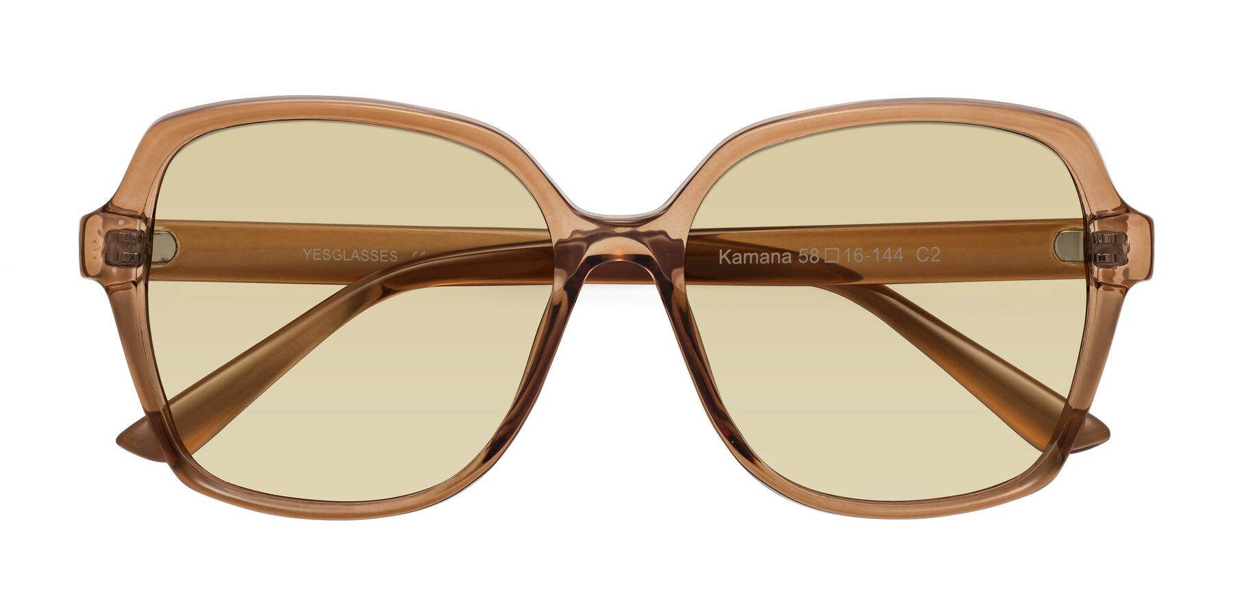Folded Front of Kamana in Light Brown with Light Champagne Tinted Lenses