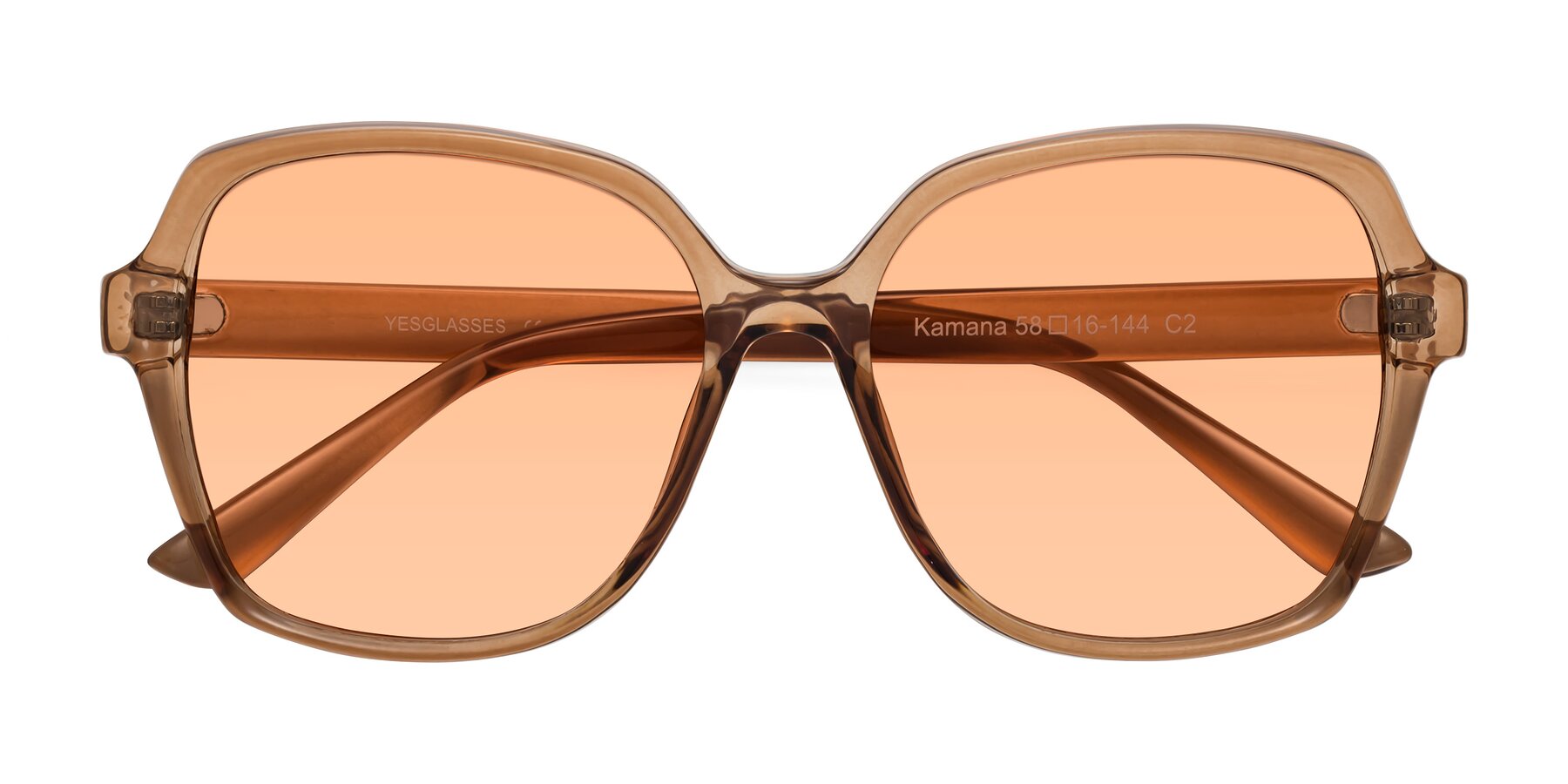 Folded Front of Kamana in Light Brown with Light Orange Tinted Lenses
