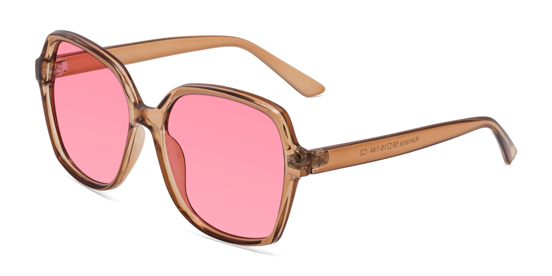 Angle of Kamana in Light Brown with Pink Tinted Lenses