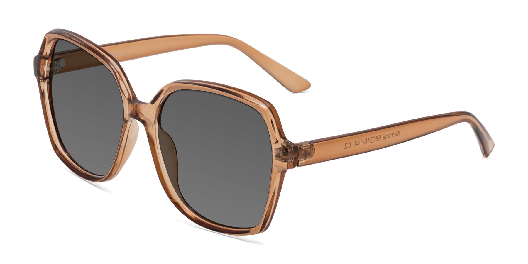Angle of Kamana in Light Brown with Medium Gray Tinted Lenses