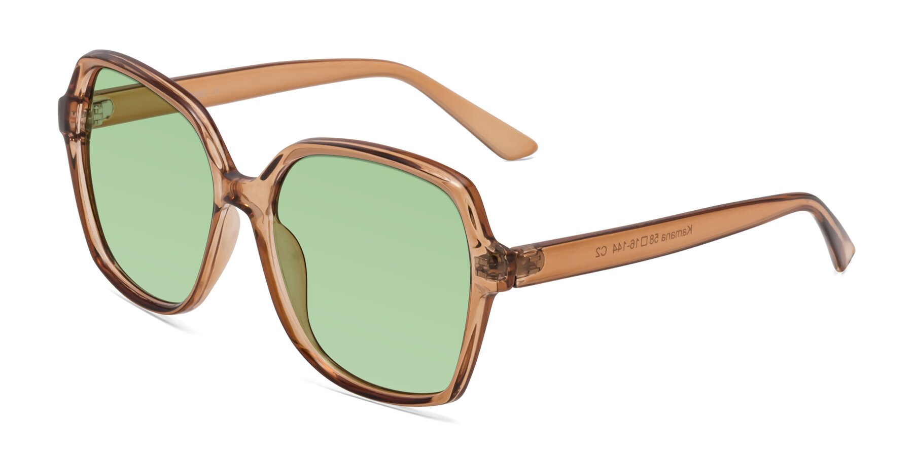 Angle of Kamana in Light Brown with Medium Green Tinted Lenses