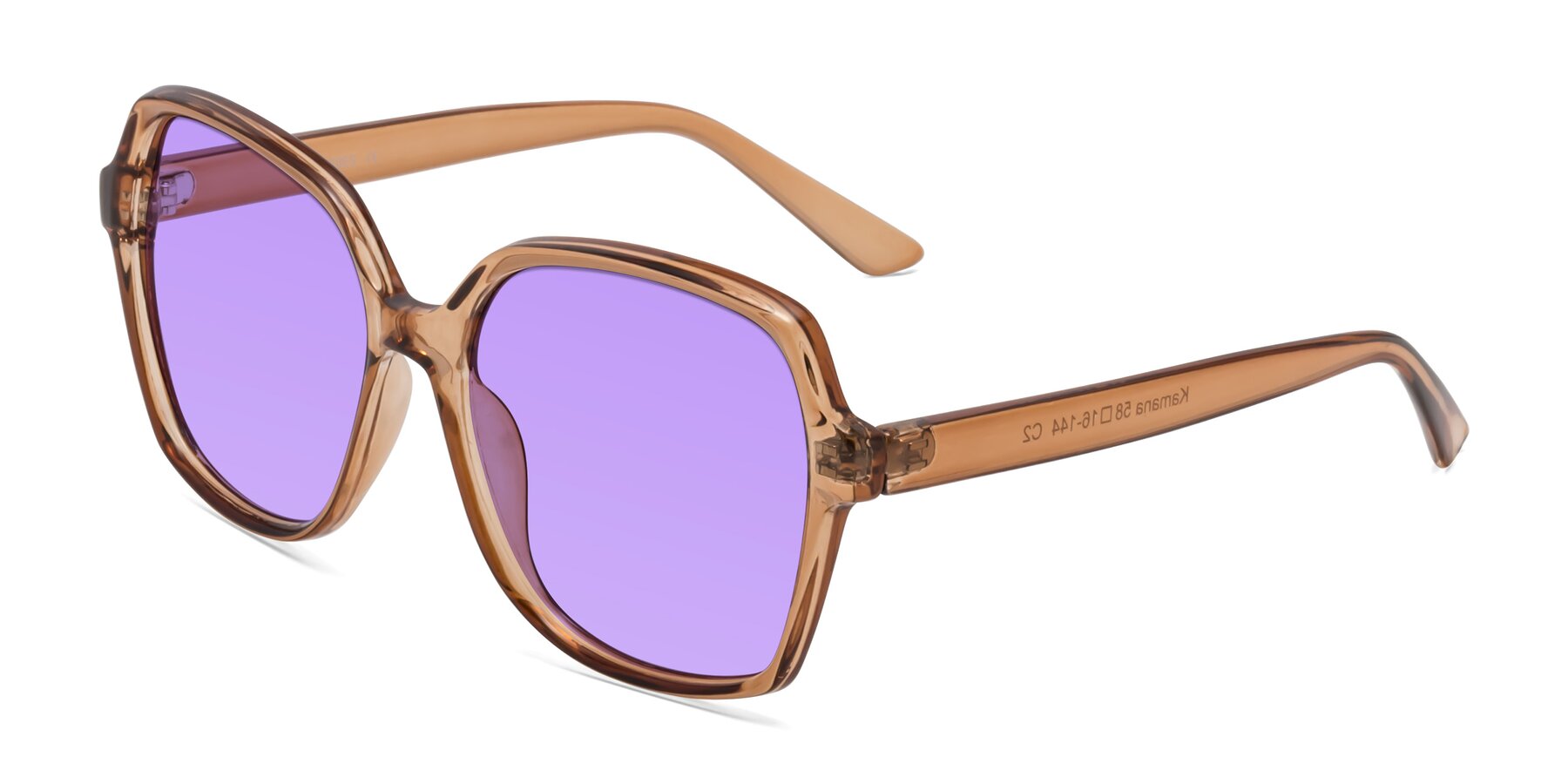 Angle of Kamana in Light Brown with Medium Purple Tinted Lenses