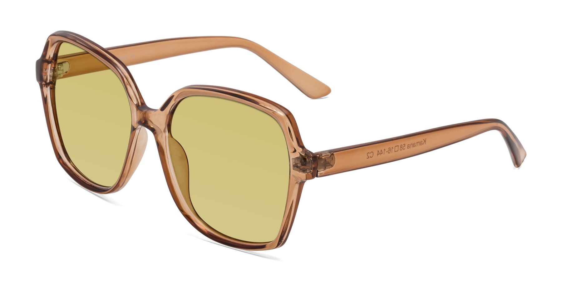Angle of Kamana in Light Brown with Medium Champagne Tinted Lenses