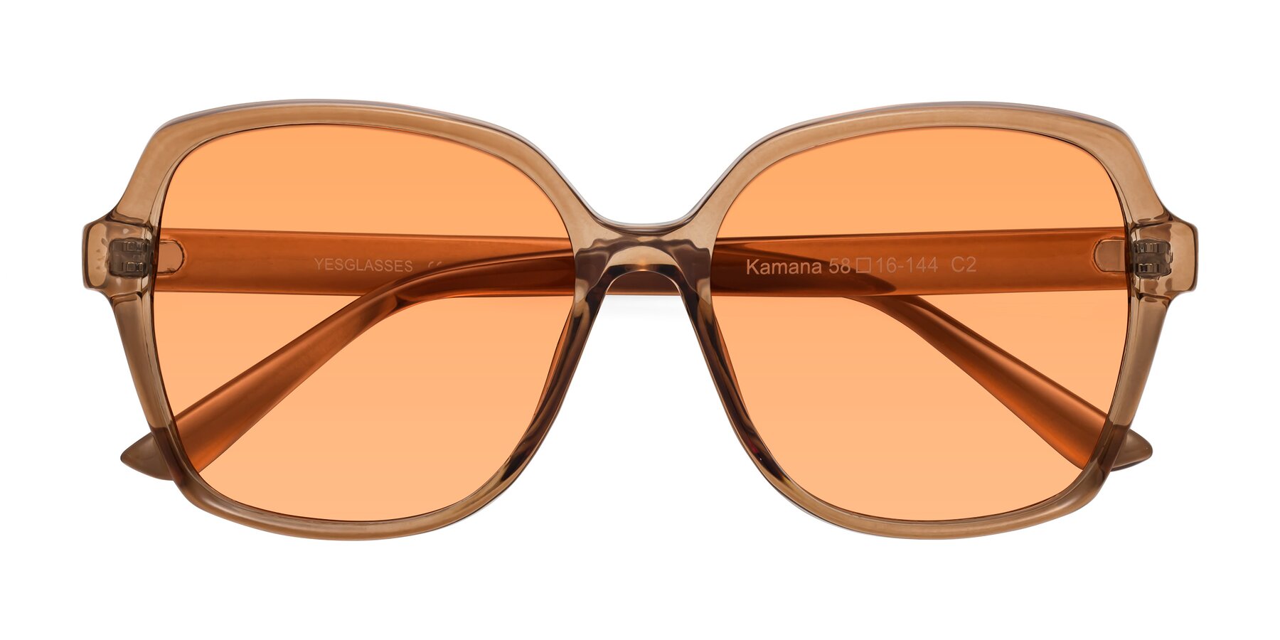 Folded Front of Kamana in Light Brown with Medium Orange Tinted Lenses