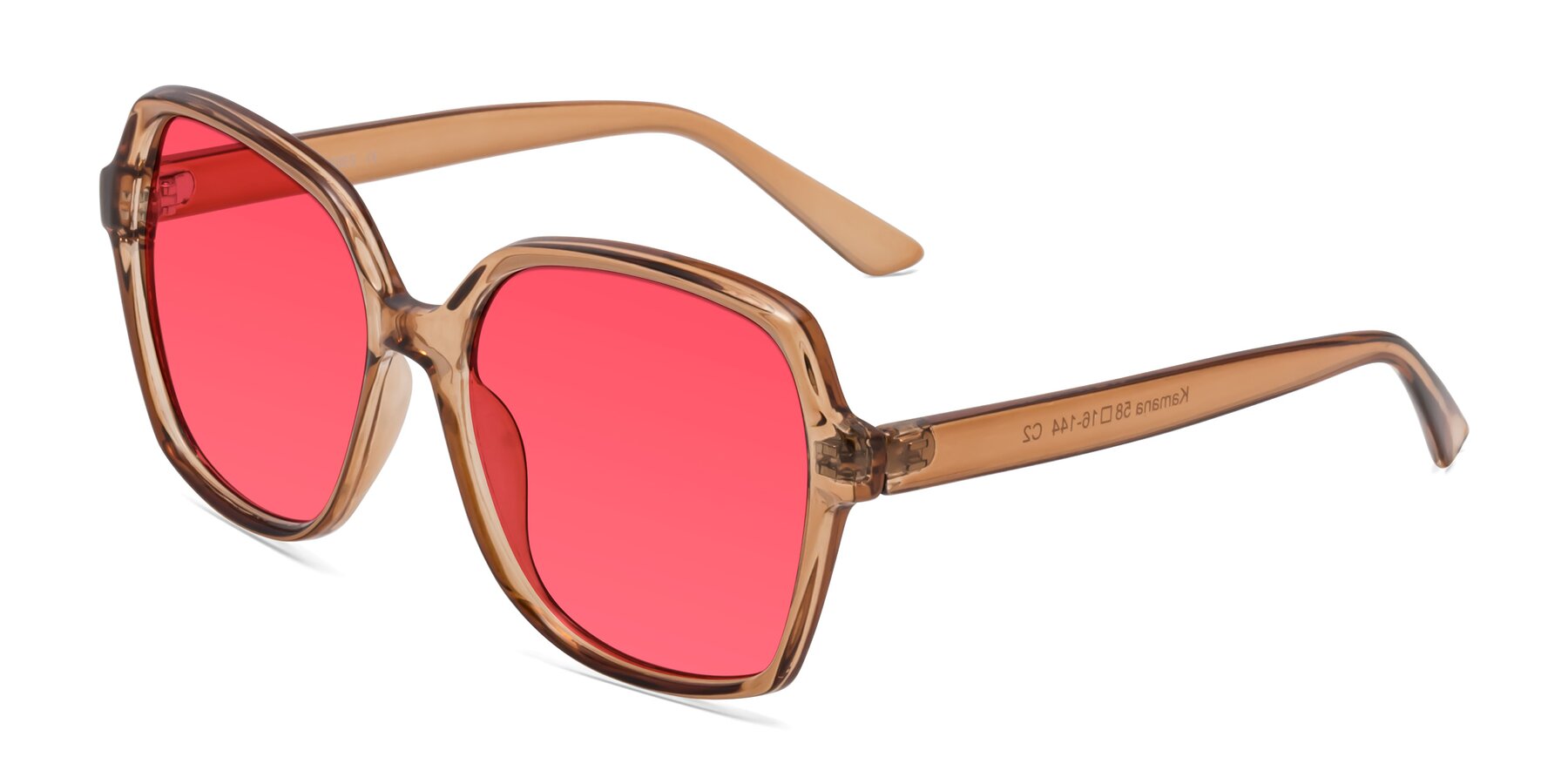 Angle of Kamana in Light Brown with Red Tinted Lenses