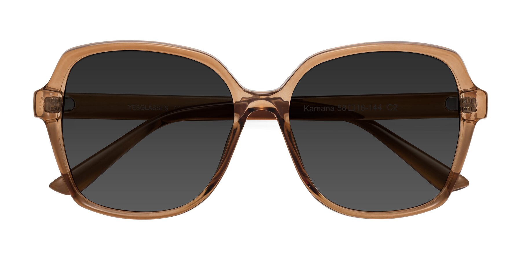 Folded Front of Kamana in Light Brown with Gray Tinted Lenses