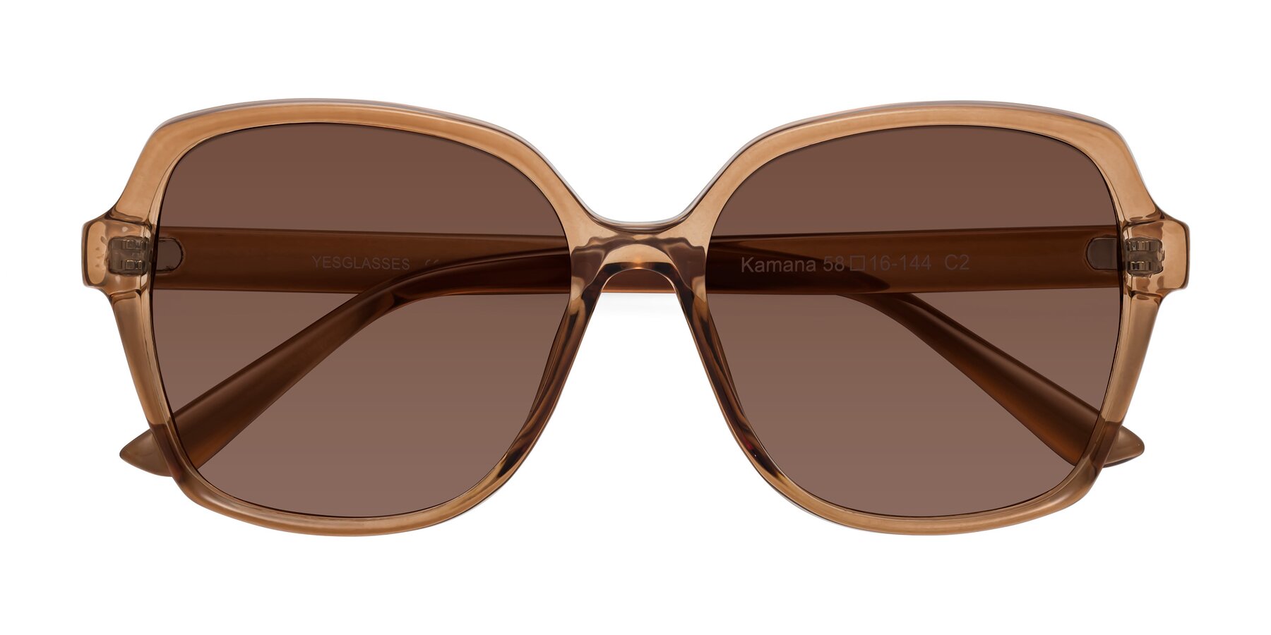 Folded Front of Kamana in Light Brown with Brown Tinted Lenses