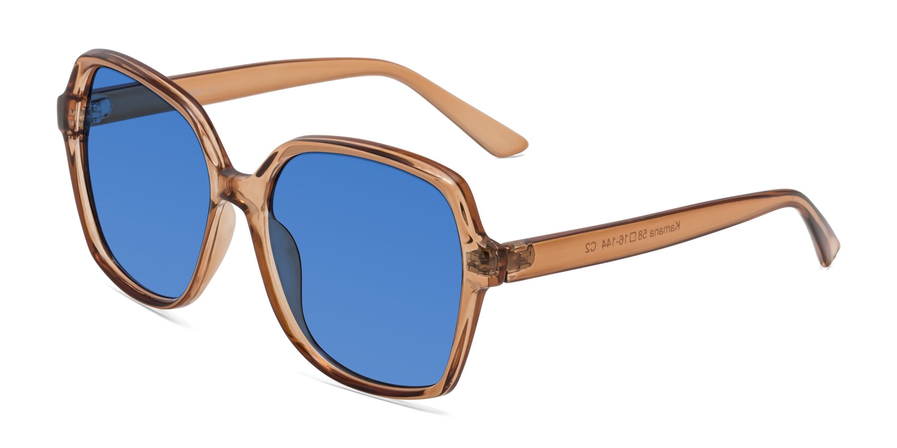 Angle of Kamana in Light Brown with Blue Tinted Lenses