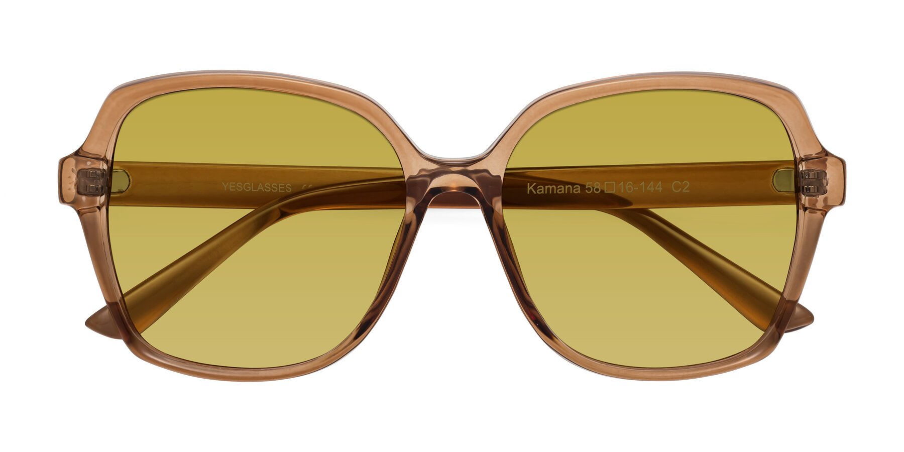 Folded Front of Kamana in Light Brown with Champagne Tinted Lenses