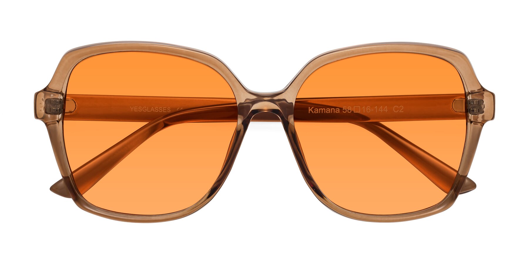 Folded Front of Kamana in Light Brown with Orange Tinted Lenses