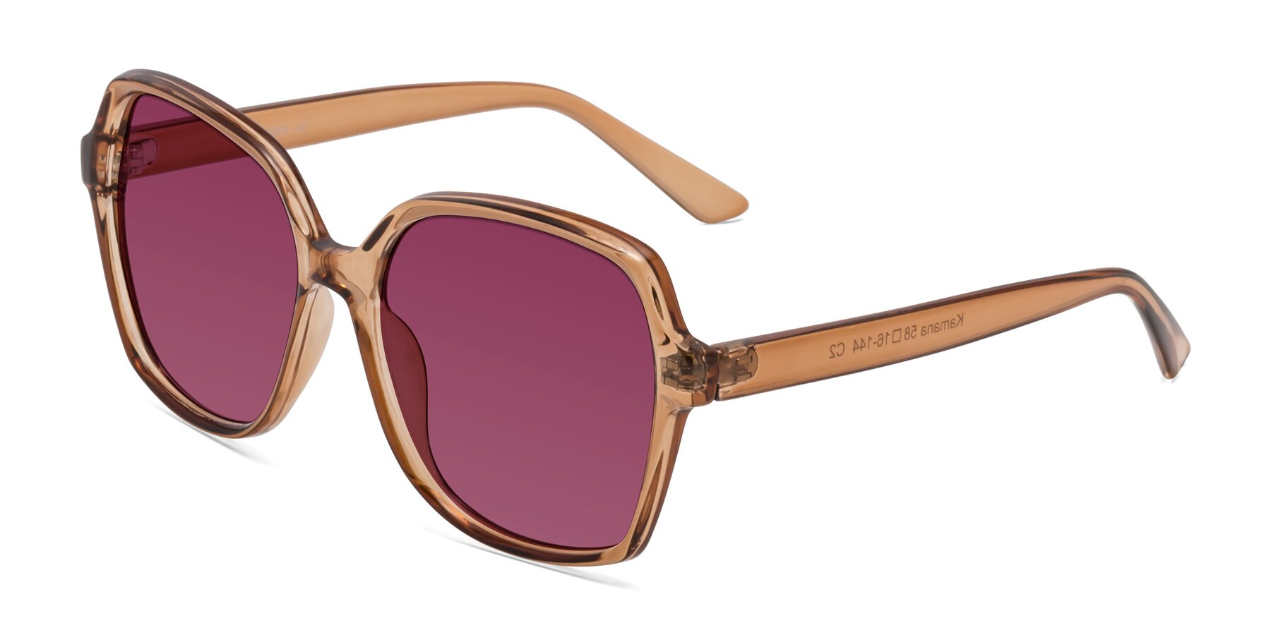 Angle of Kamana in Light Brown with Wine Tinted Lenses