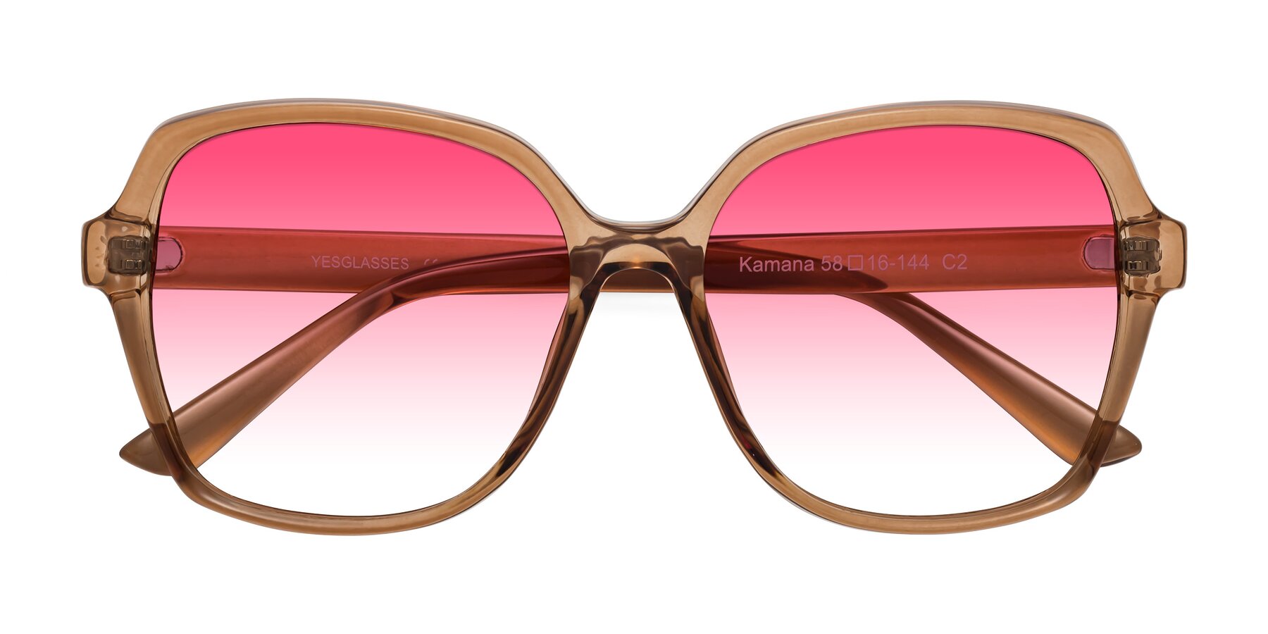 Folded Front of Kamana in Light Brown with Pink Gradient Lenses