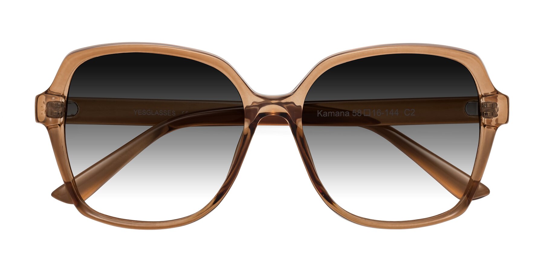 Folded Front of Kamana in Light Brown with Gray Gradient Lenses