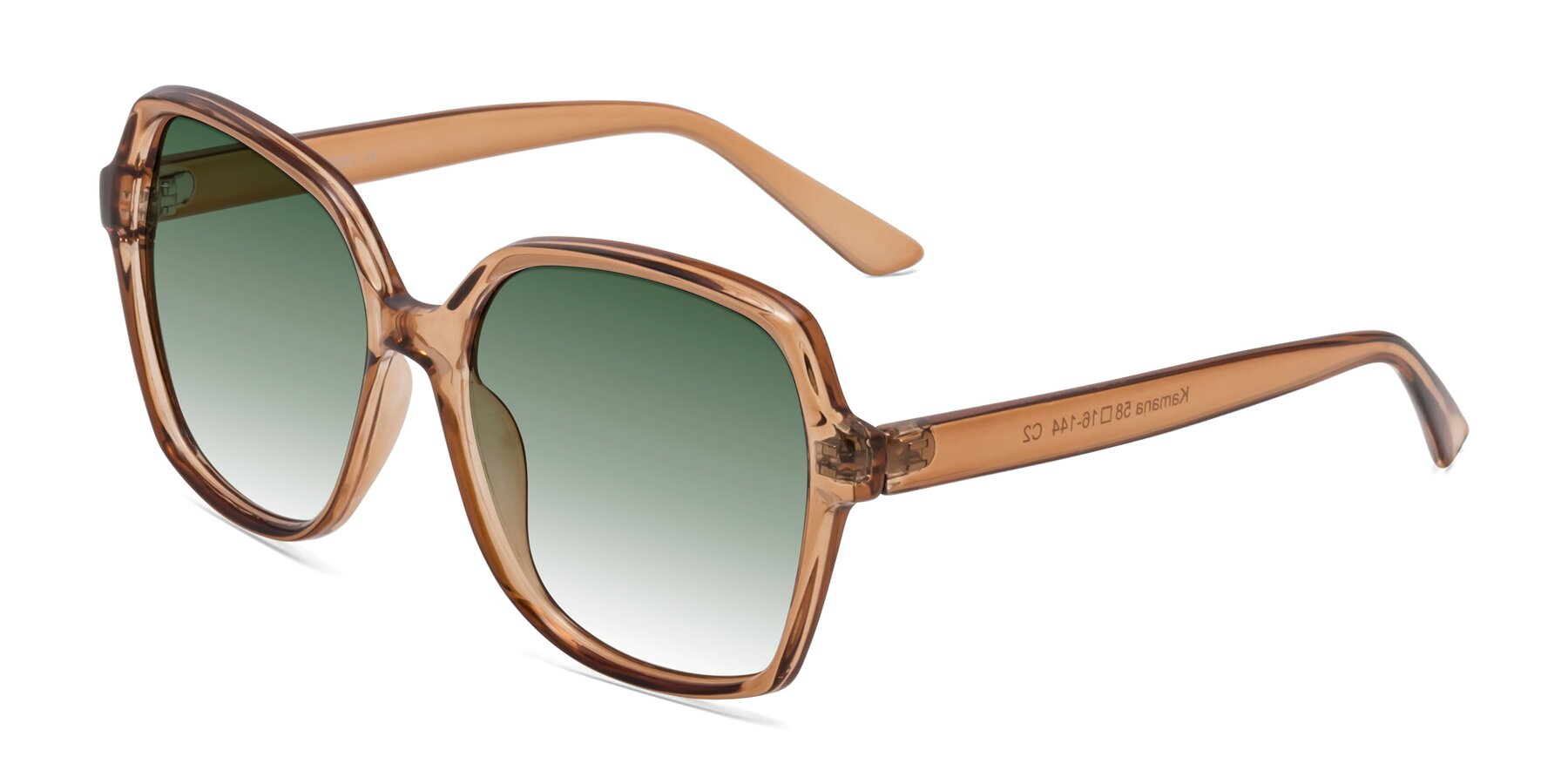 Angle of Kamana in Light Brown with Green Gradient Lenses