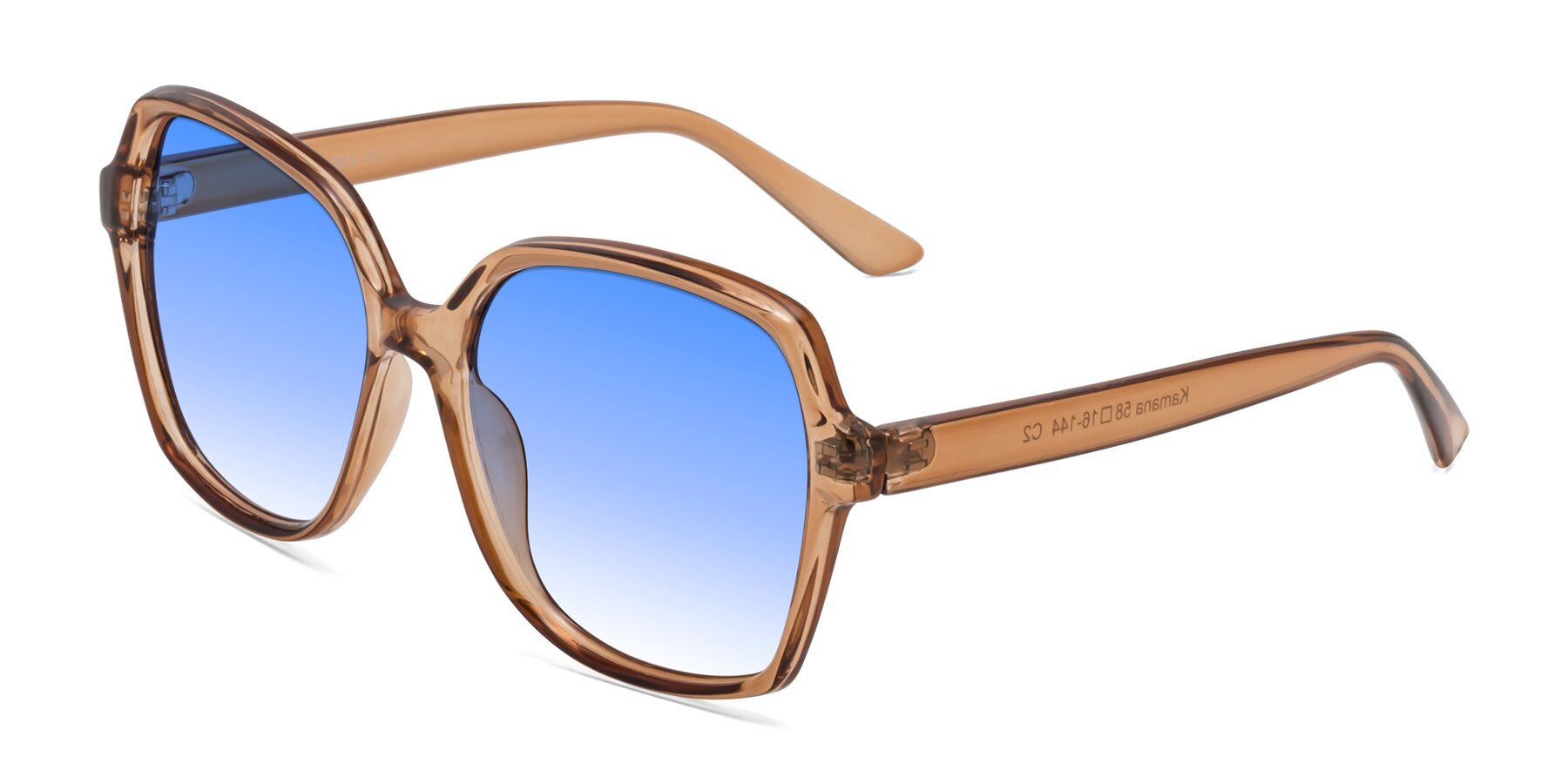 Angle of Kamana in Light Brown with Blue Gradient Lenses