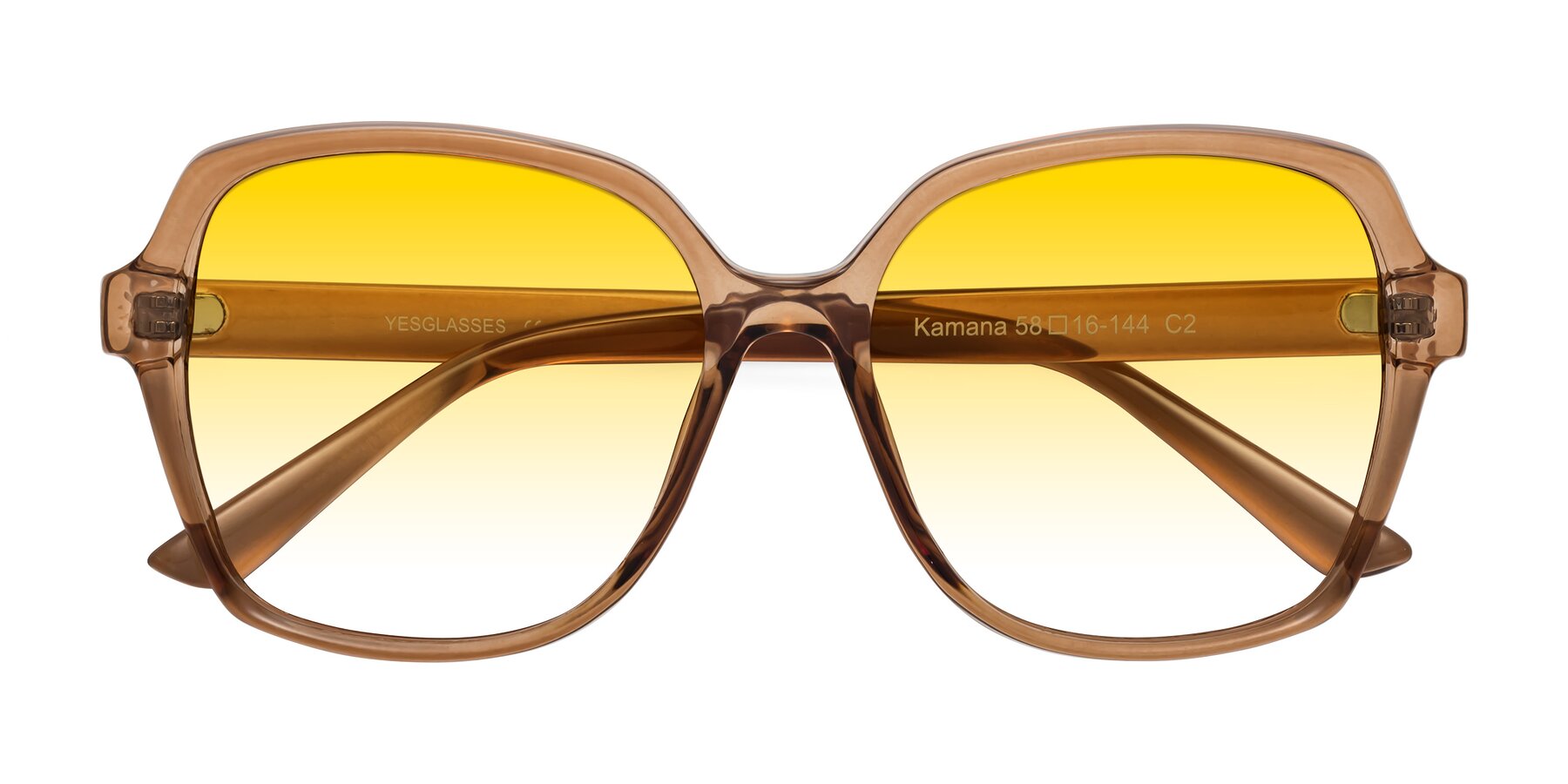Folded Front of Kamana in Light Brown with Yellow Gradient Lenses