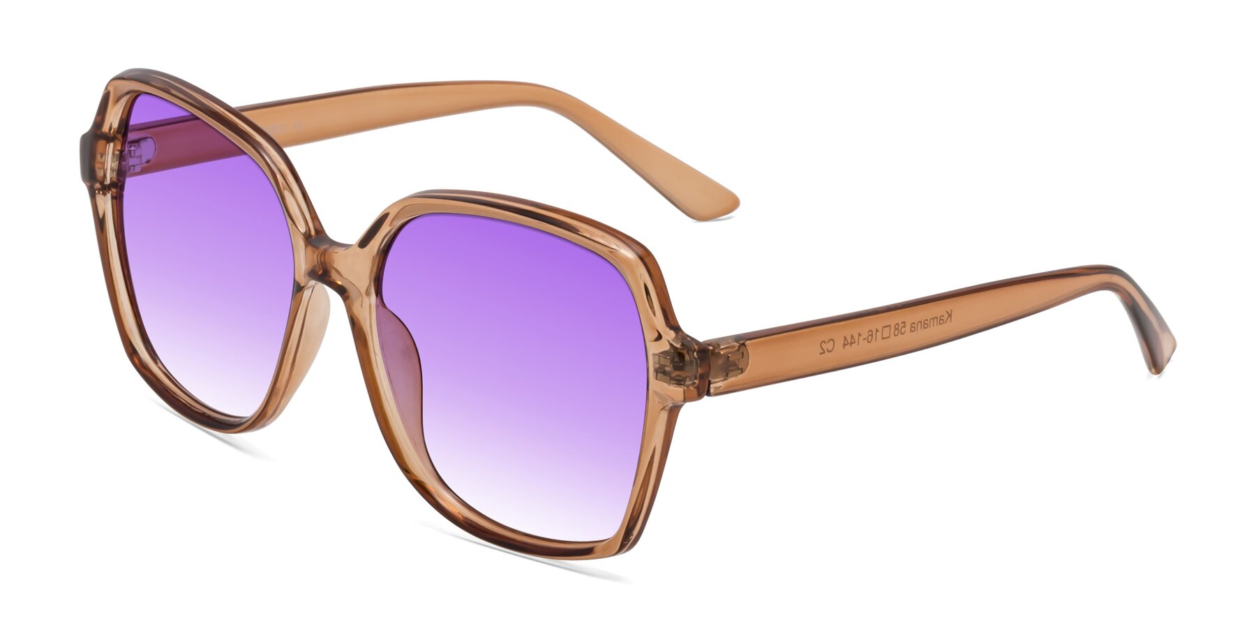 Angle of Kamana in Light Brown with Purple Gradient Lenses
