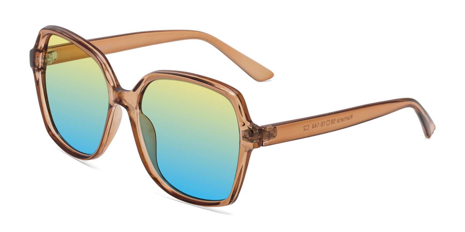 Angle of Kamana in Light Brown with Yellow / Blue Gradient Lenses