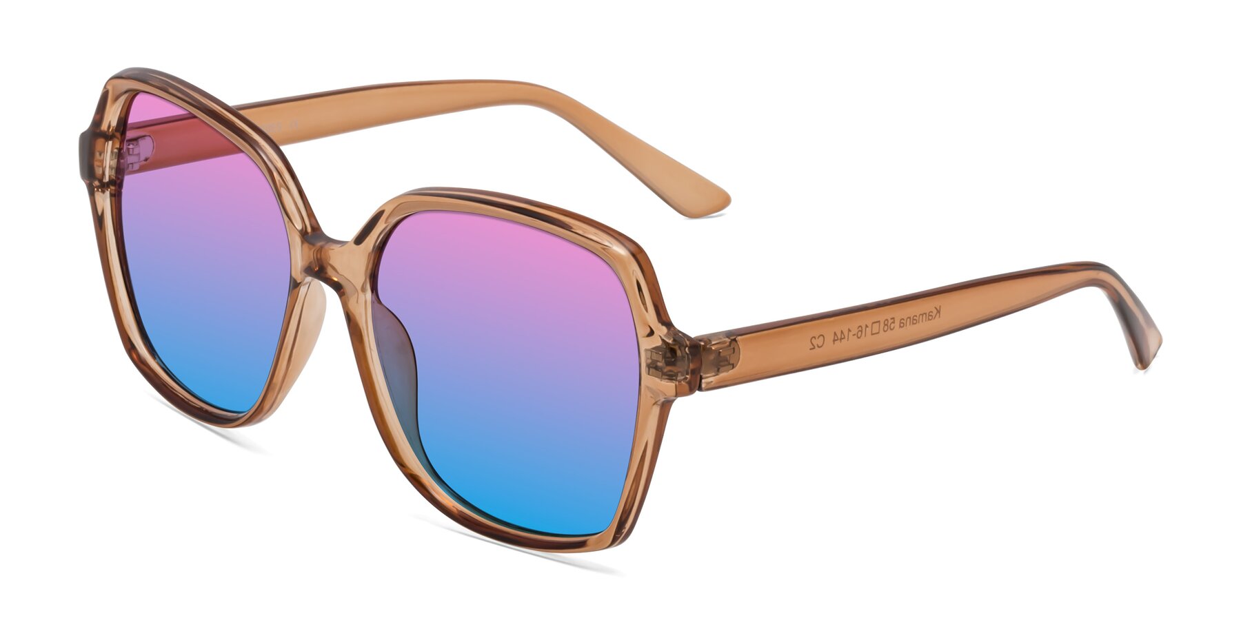 Angle of Kamana in Light Brown with Pink / Blue Gradient Lenses