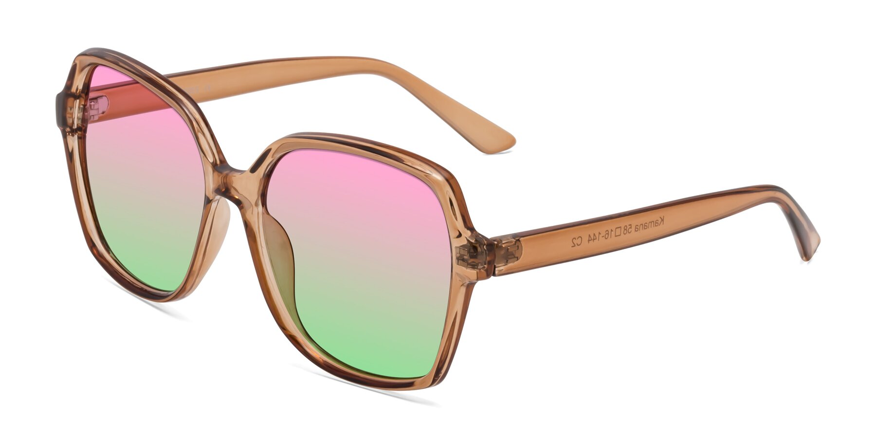 Angle of Kamana in Light Brown with Pink / Green Gradient Lenses