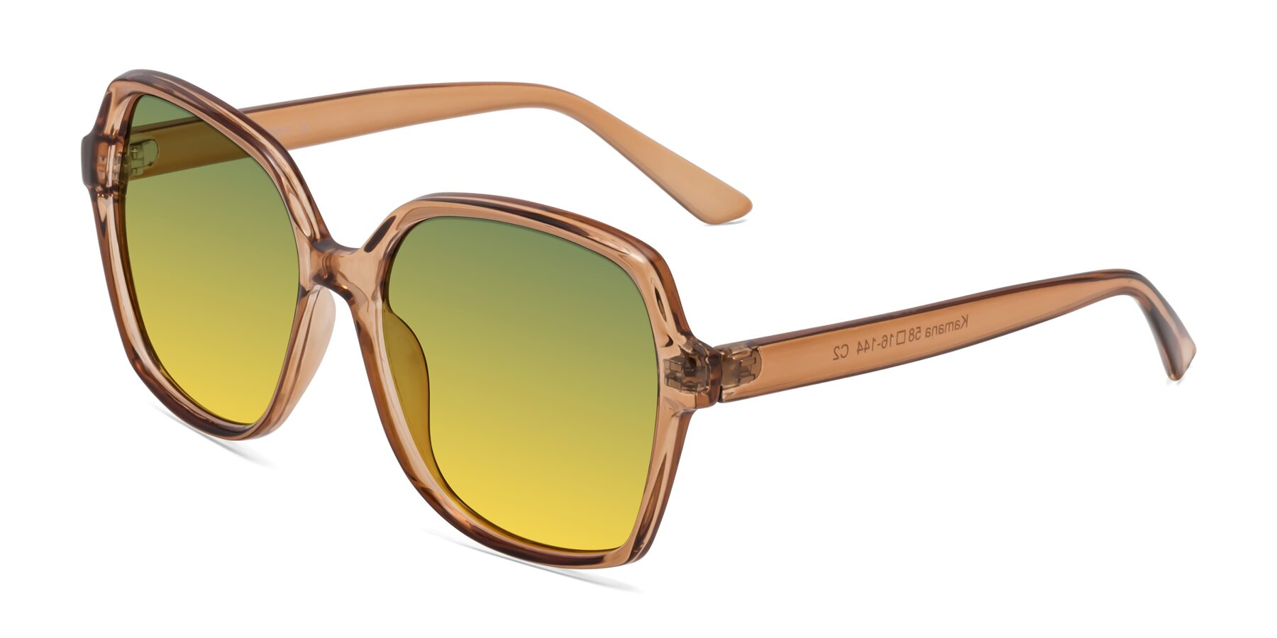 Angle of Kamana in Light Brown with Green / Yellow Gradient Lenses