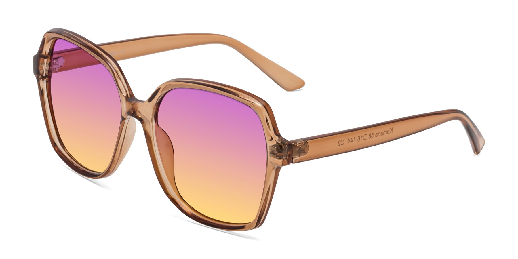 Angle of Kamana in Light Brown with Purple / Yellow Gradient Lenses