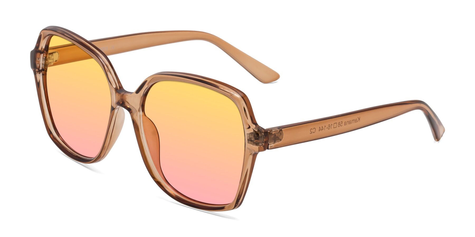 Angle of Kamana in Light Brown with Yellow / Pink Gradient Lenses