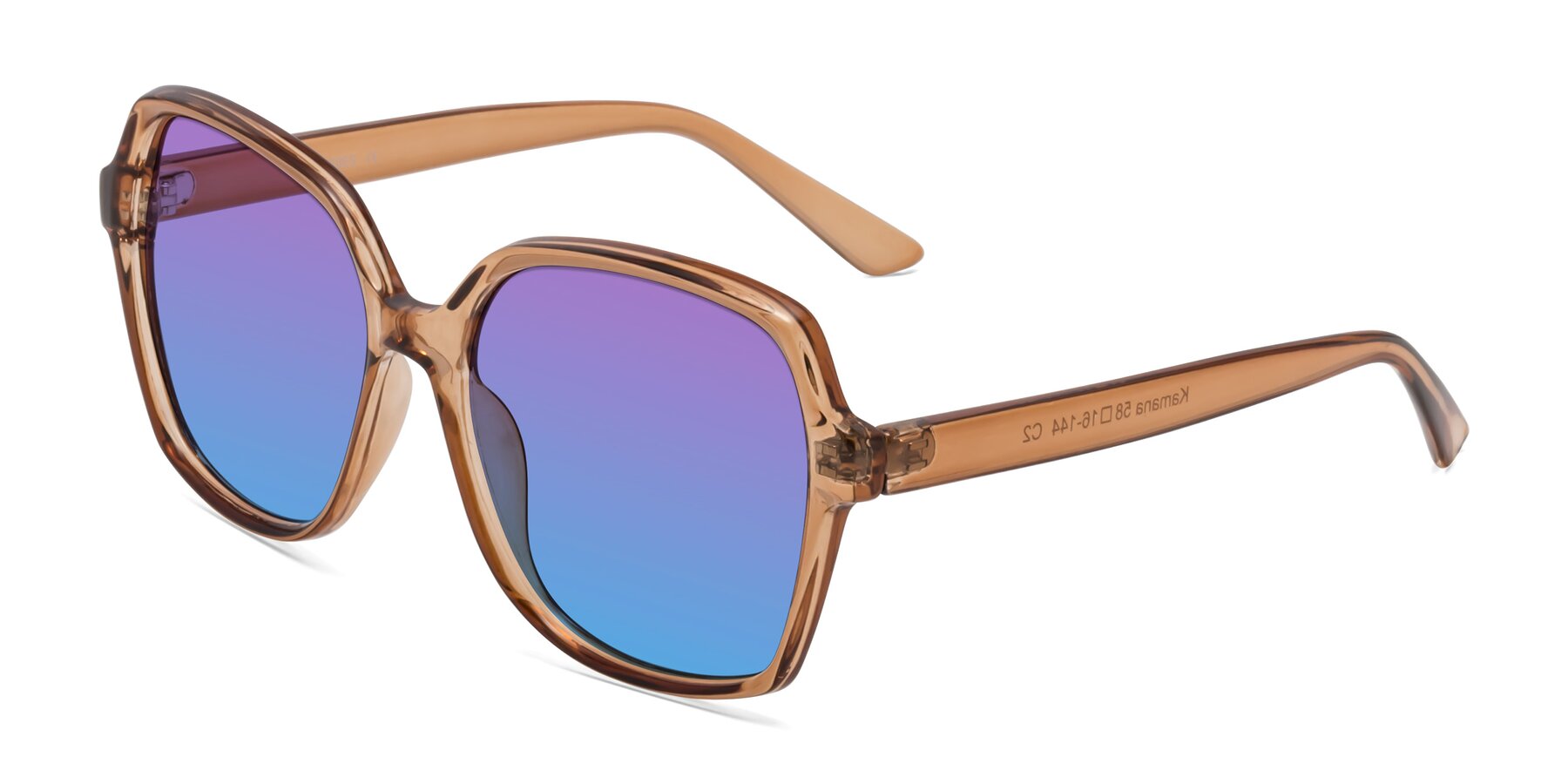 Angle of Kamana in Light Brown with Purple / Blue Gradient Lenses