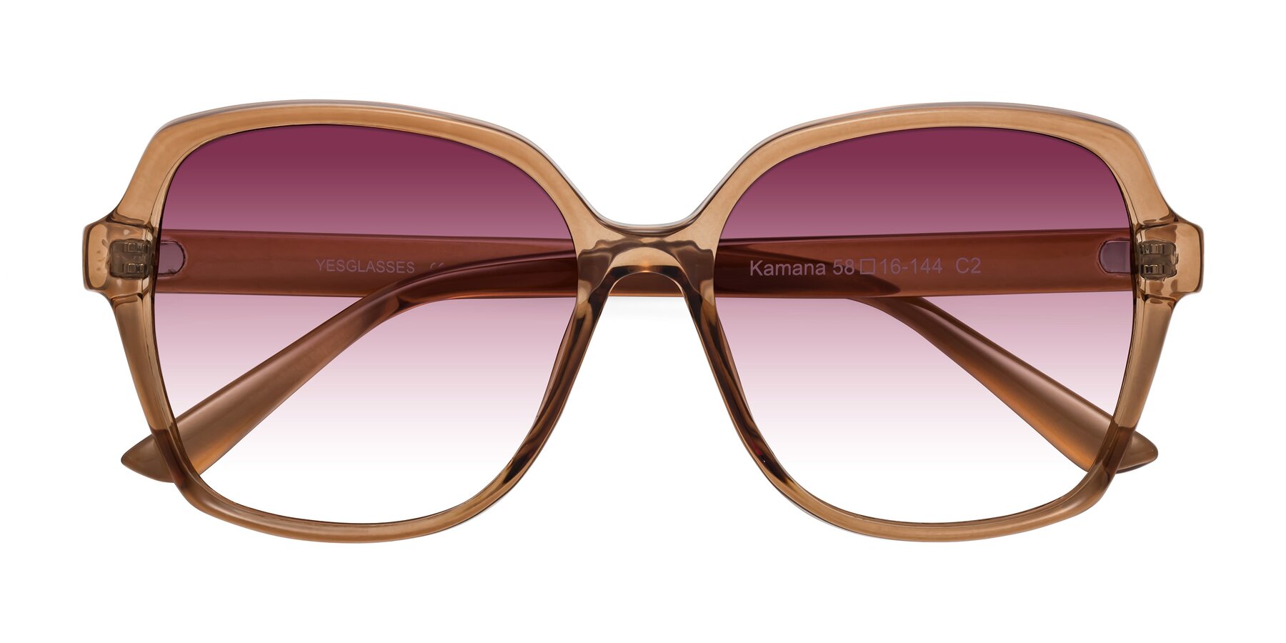 Folded Front of Kamana in Light Brown with Wine Gradient Lenses