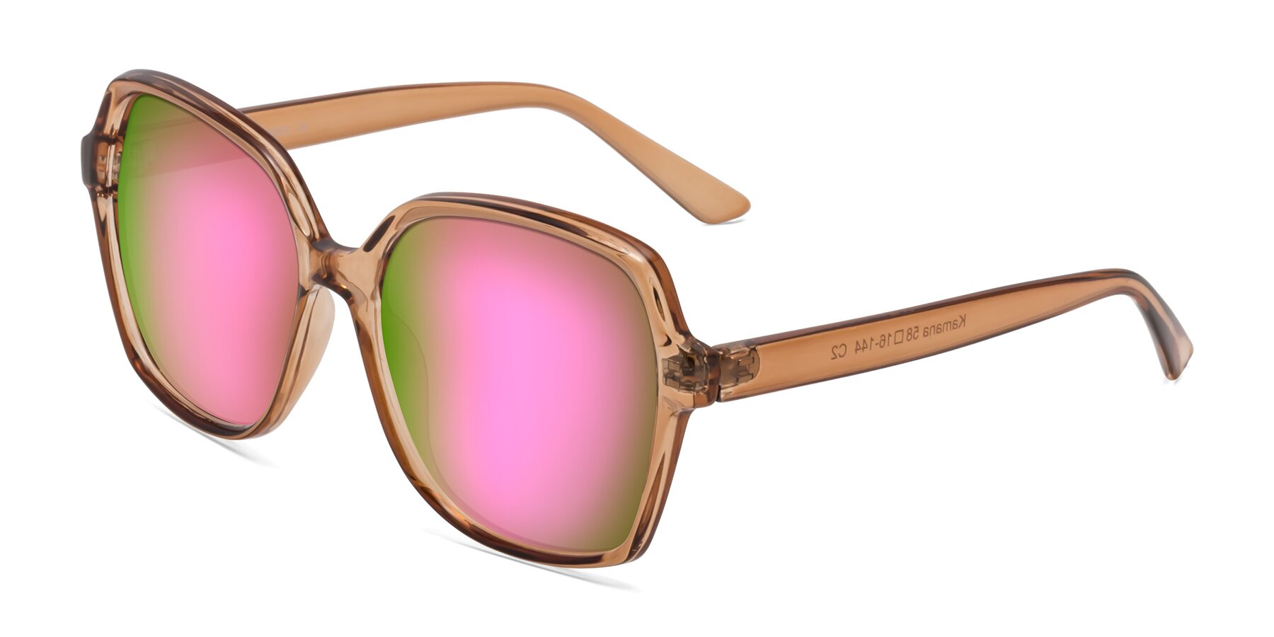 Angle of Kamana in Light Brown with Pink Mirrored Lenses