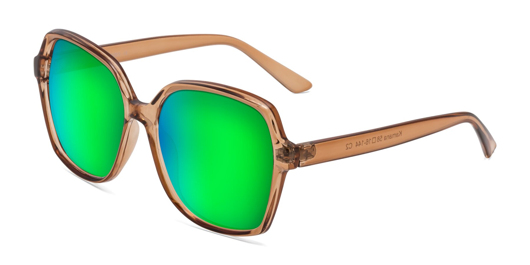Angle of Kamana in Light Brown with Green Mirrored Lenses