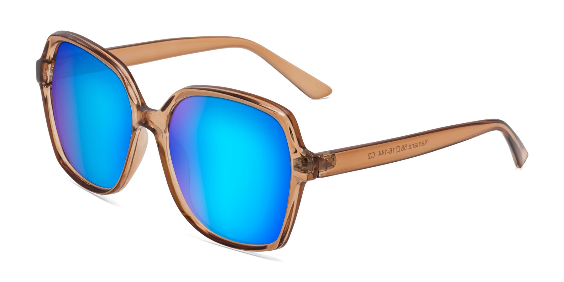 Angle of Kamana in Light Brown with Blue Mirrored Lenses