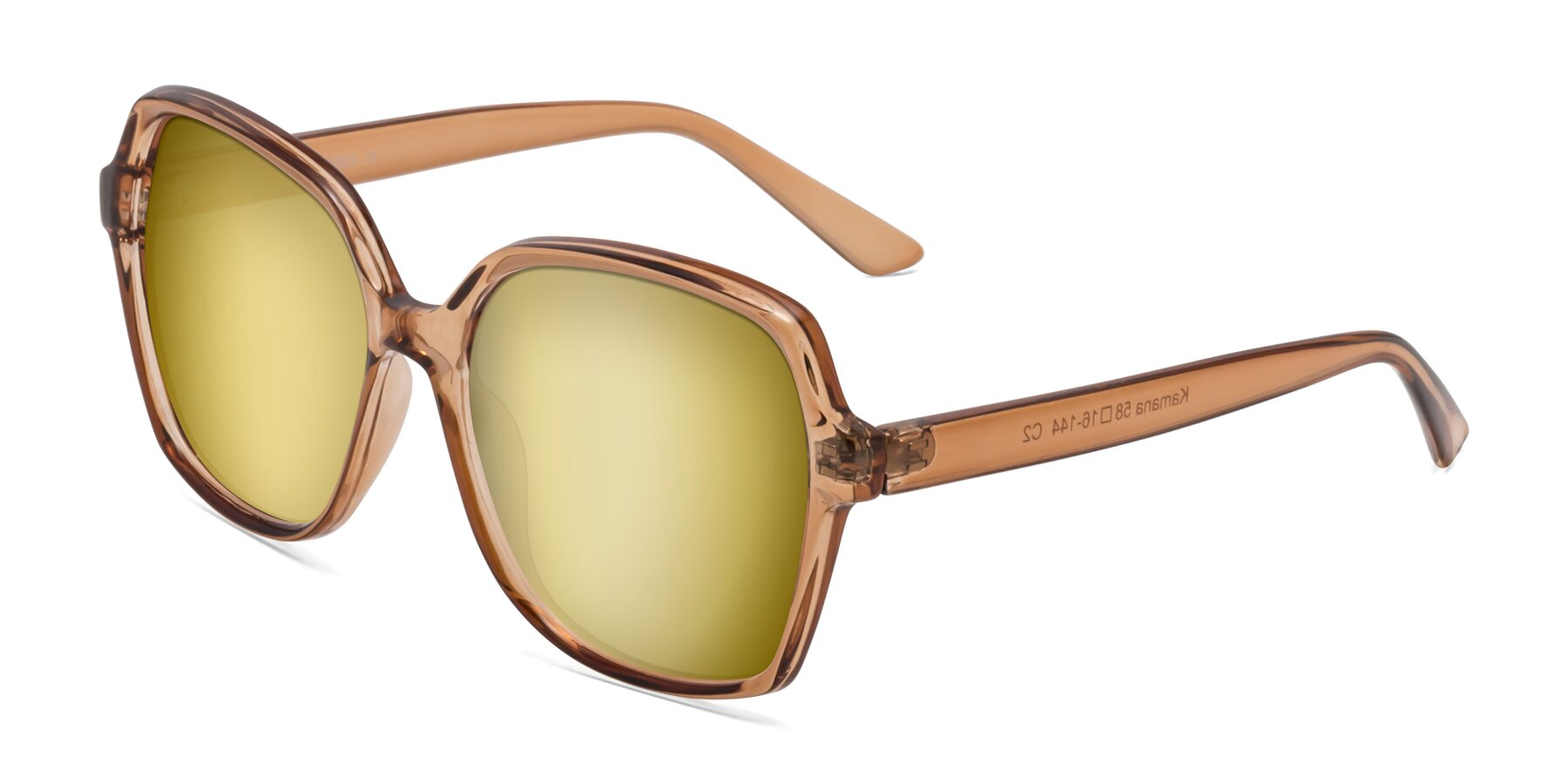 Angle of Kamana in Light Brown with Gold Mirrored Lenses