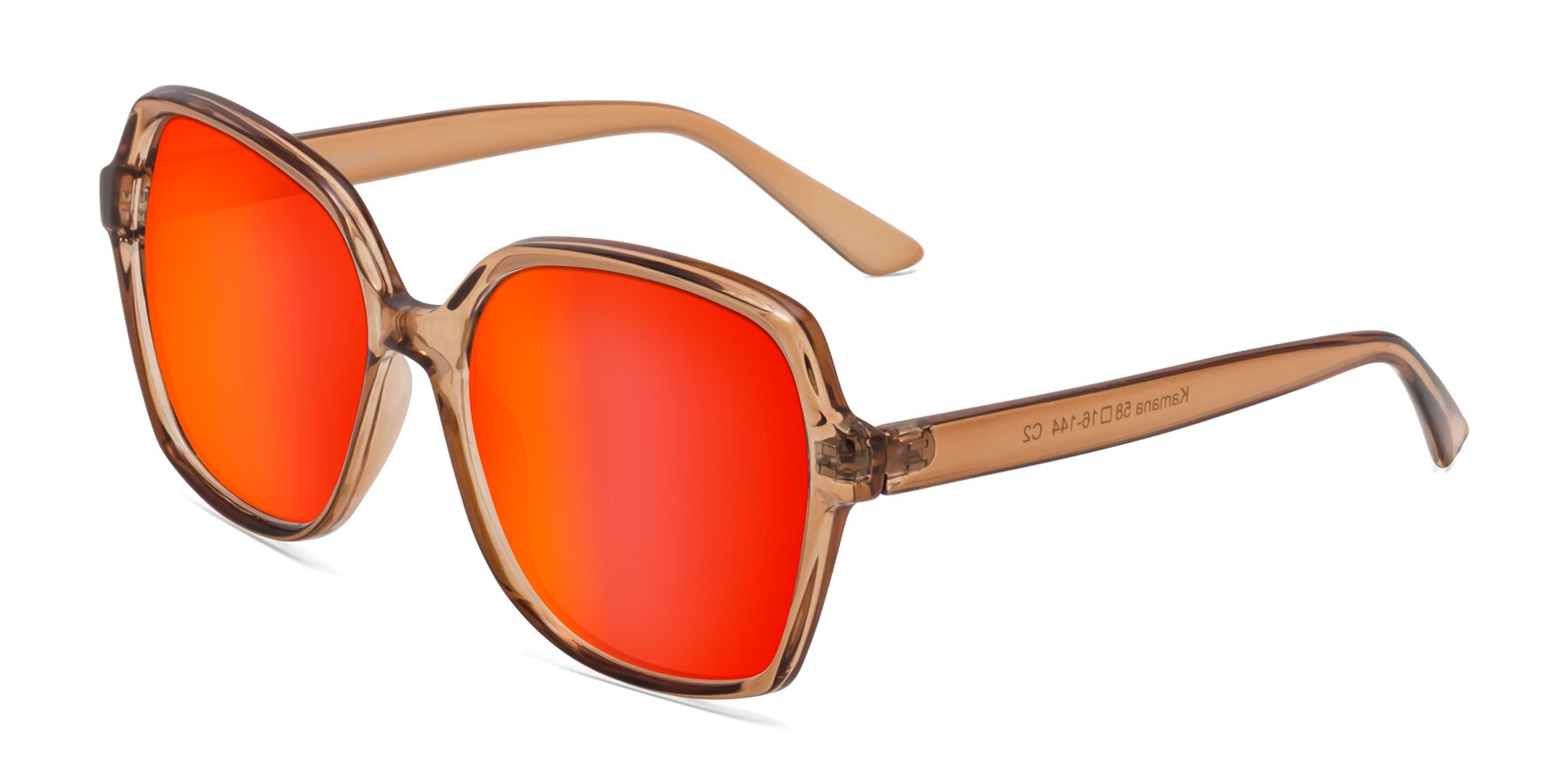 Angle of Kamana in Light Brown with Red Gold Mirrored Lenses