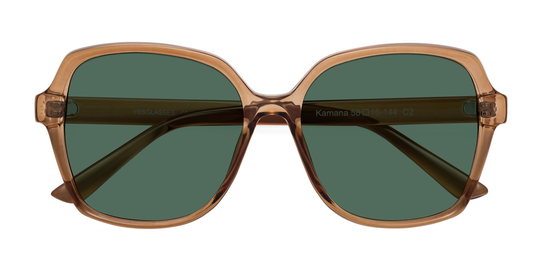 Folded Front of Kamana in Light Brown with Green Polarized Lenses