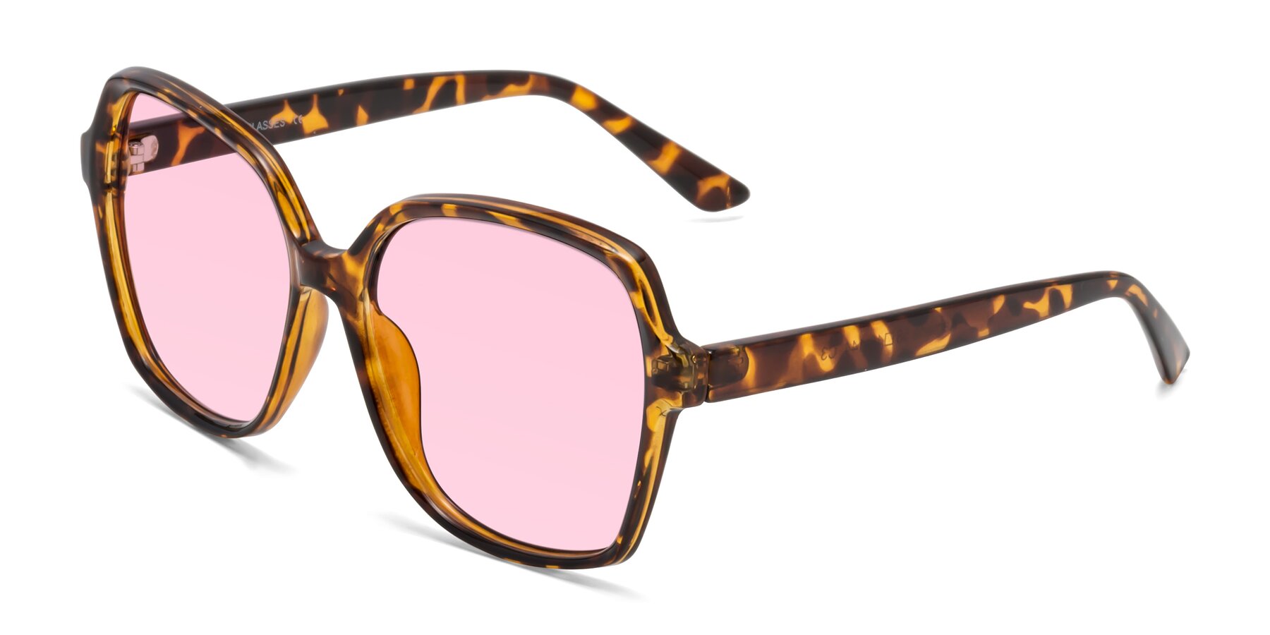 Angle of Kamana in Tortoise with Light Pink Tinted Lenses