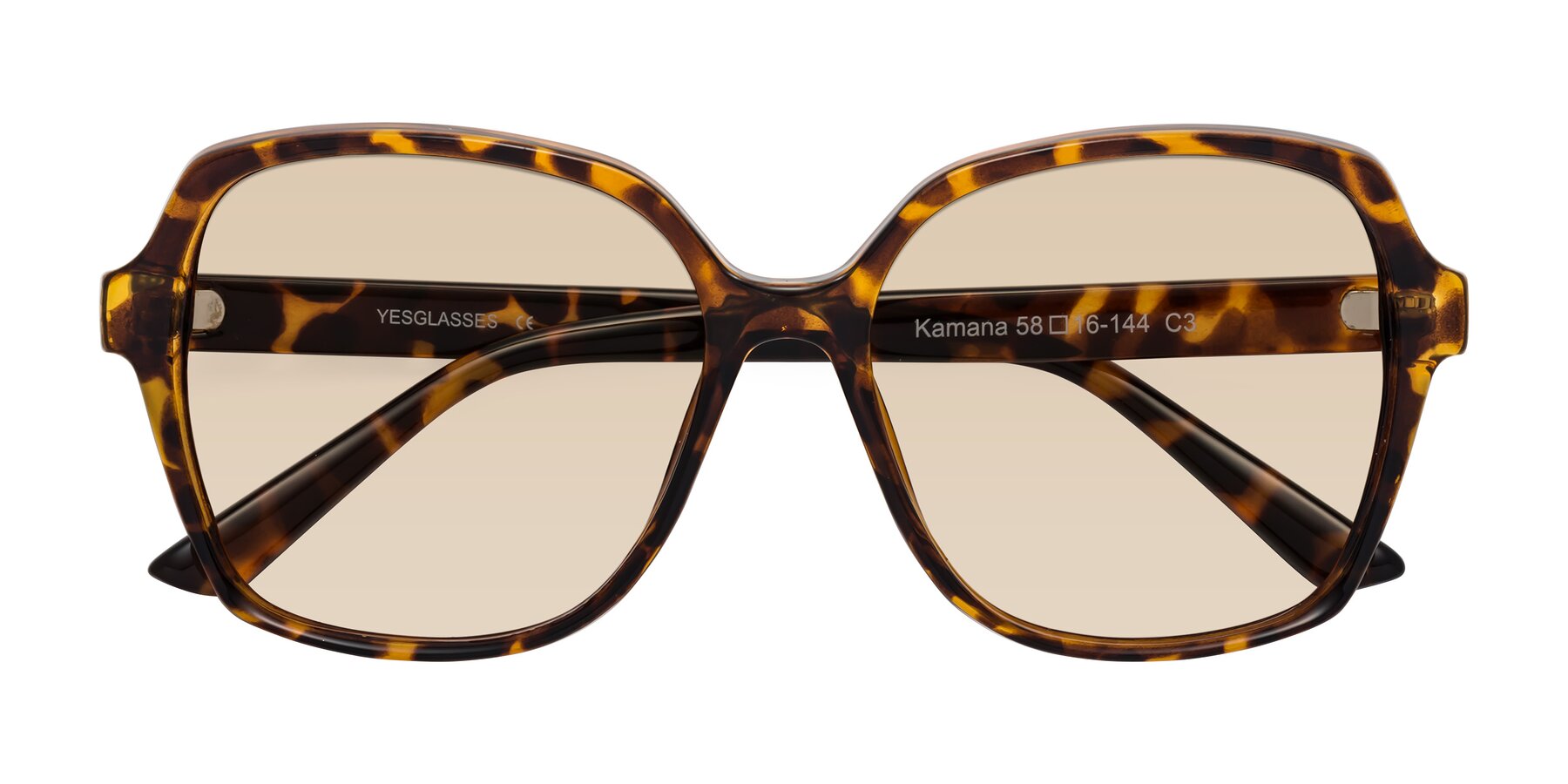 Folded Front of Kamana in Tortoise with Light Brown Tinted Lenses