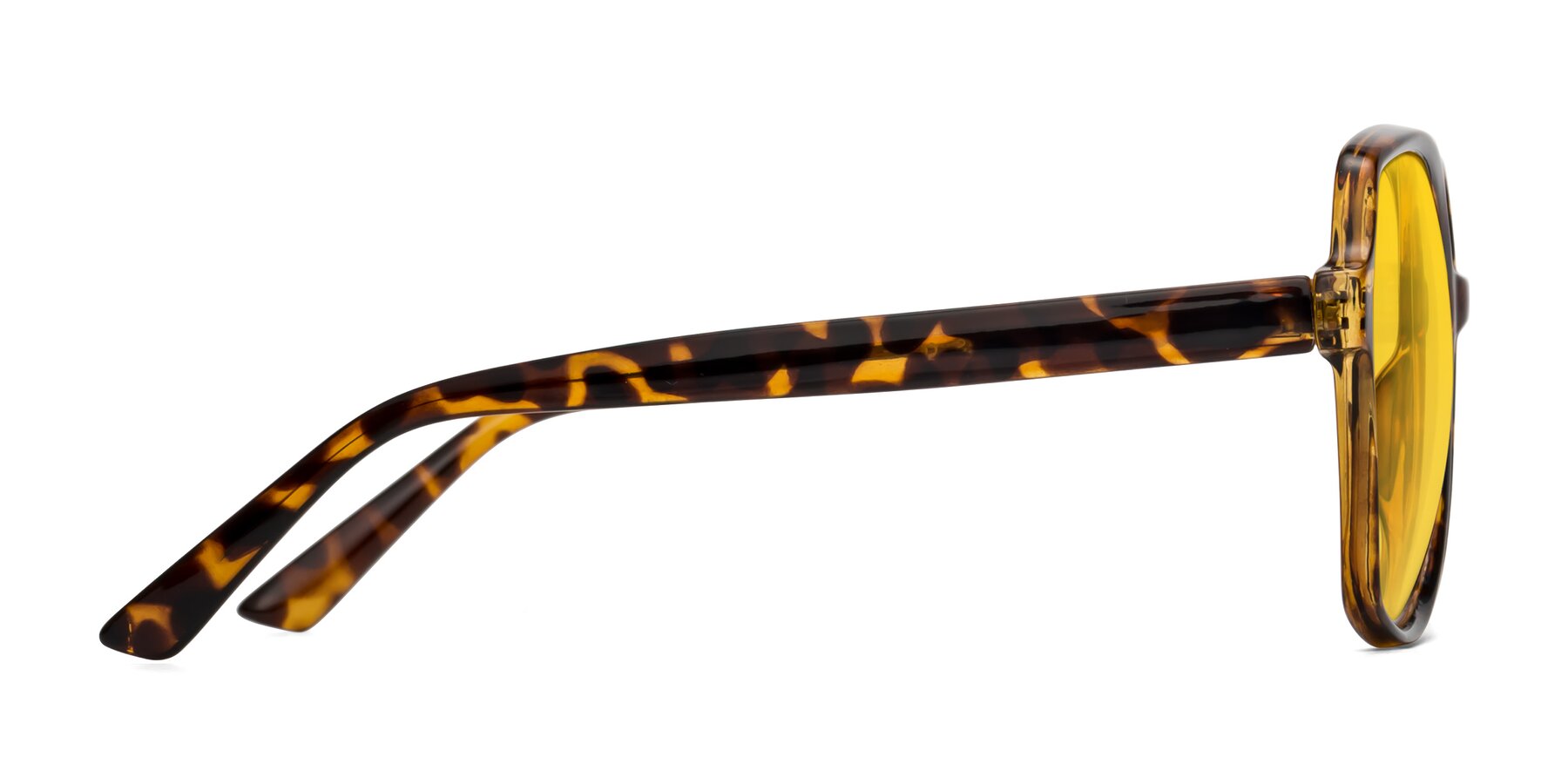 Side of Kamana in Tortoise with Yellow Tinted Lenses