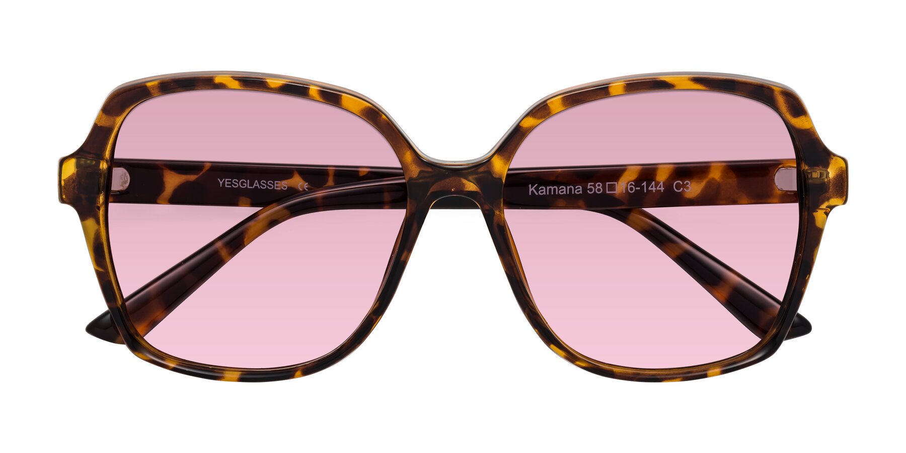 Folded Front of Kamana in Tortoise with Light Wine Tinted Lenses