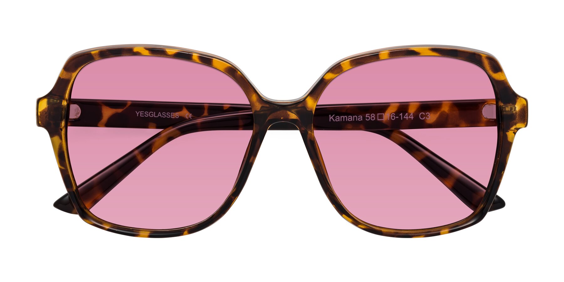 Folded Front of Kamana in Tortoise with Medium Wine Tinted Lenses