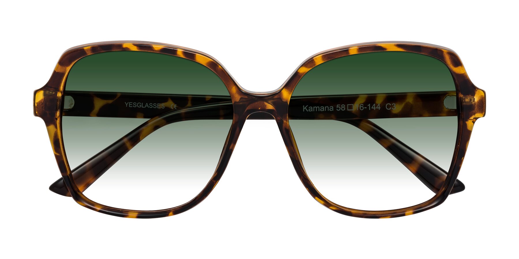 Folded Front of Kamana in Tortoise with Green Gradient Lenses