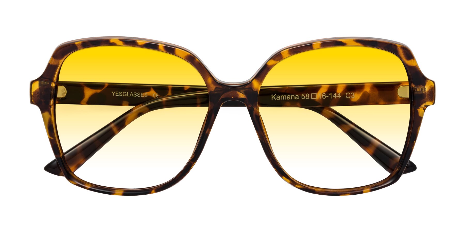 Folded Front of Kamana in Tortoise with Yellow Gradient Lenses