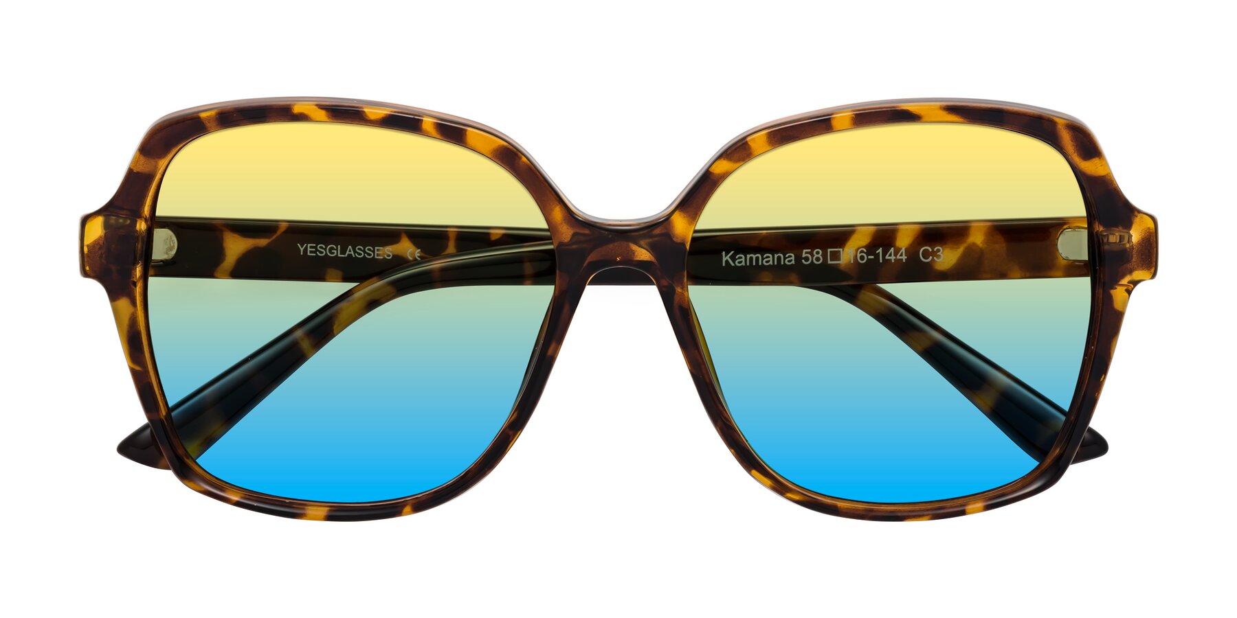 Folded Front of Kamana in Tortoise with Yellow / Blue Gradient Lenses