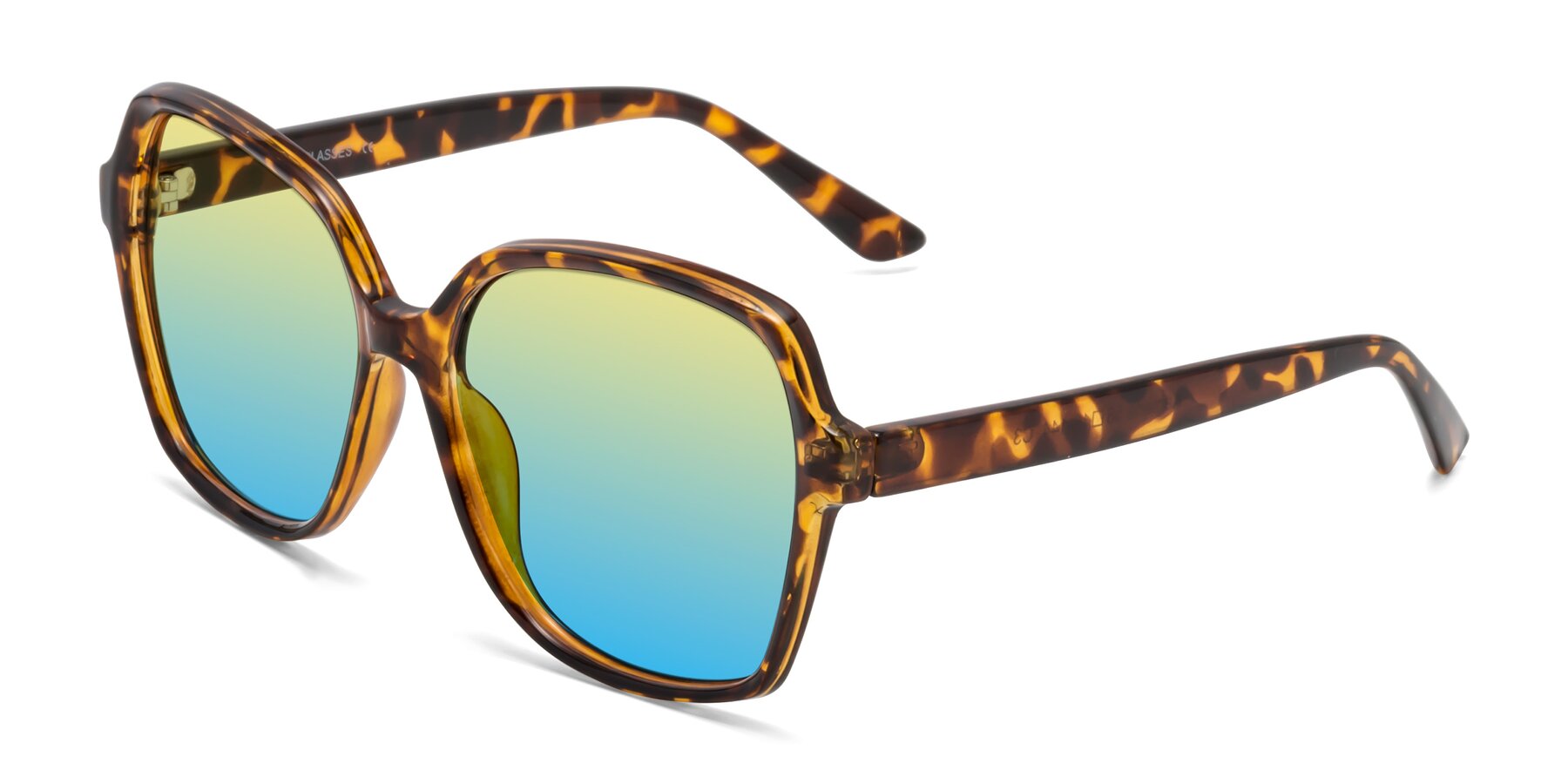 Angle of Kamana in Tortoise with Yellow / Blue Gradient Lenses