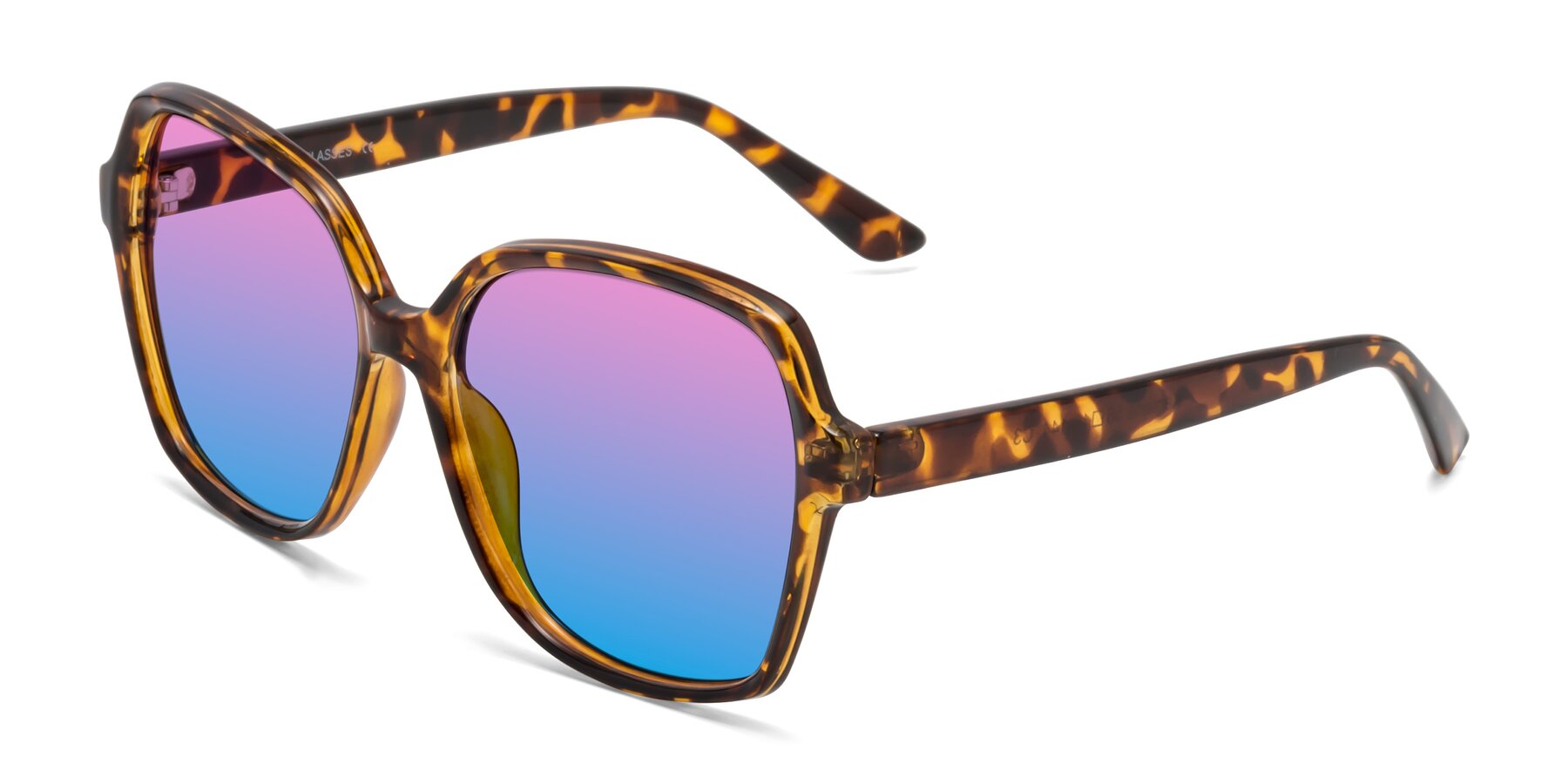Angle of Kamana in Tortoise with Pink / Blue Gradient Lenses