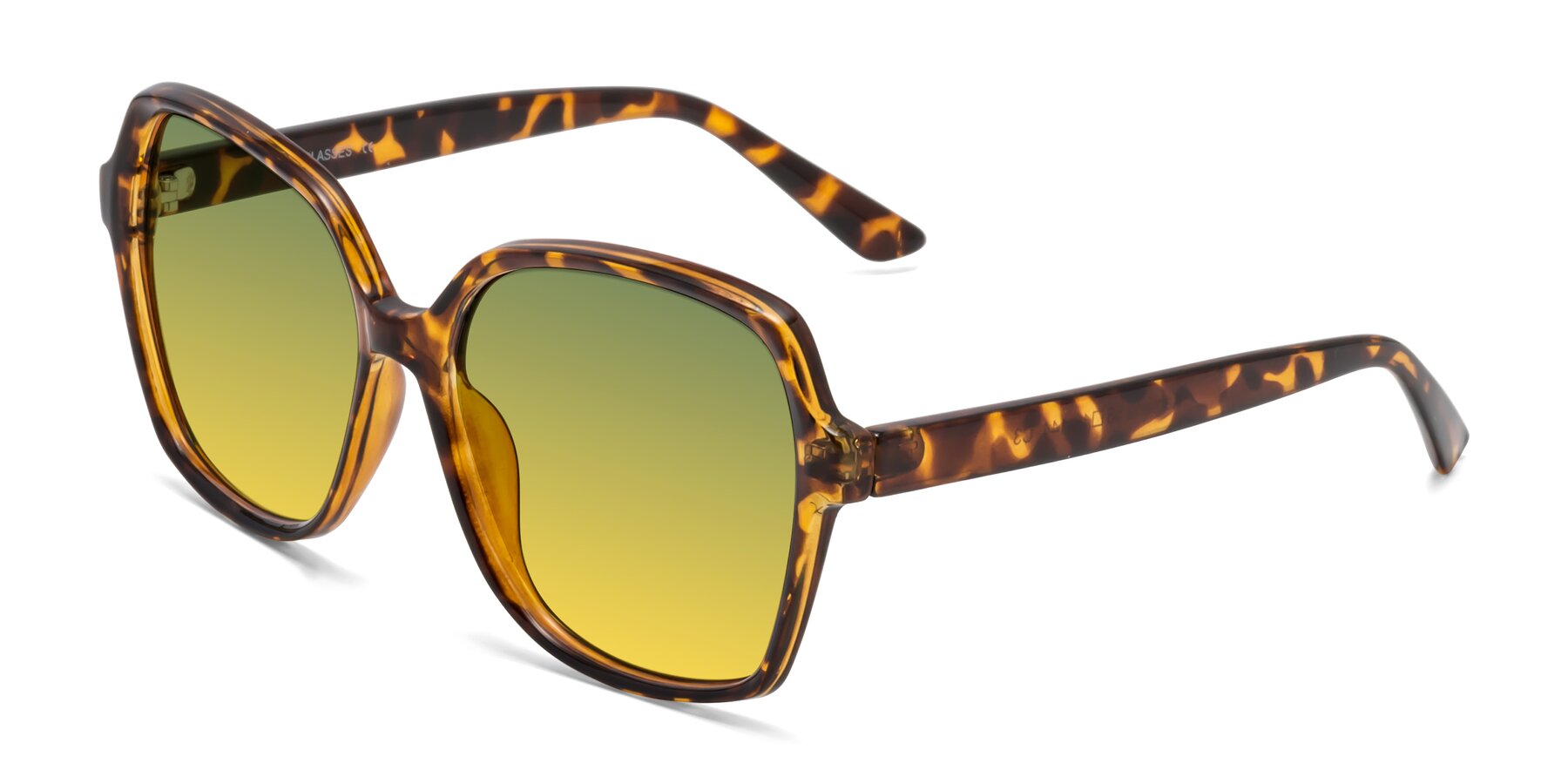 Angle of Kamana in Tortoise with Green / Yellow Gradient Lenses