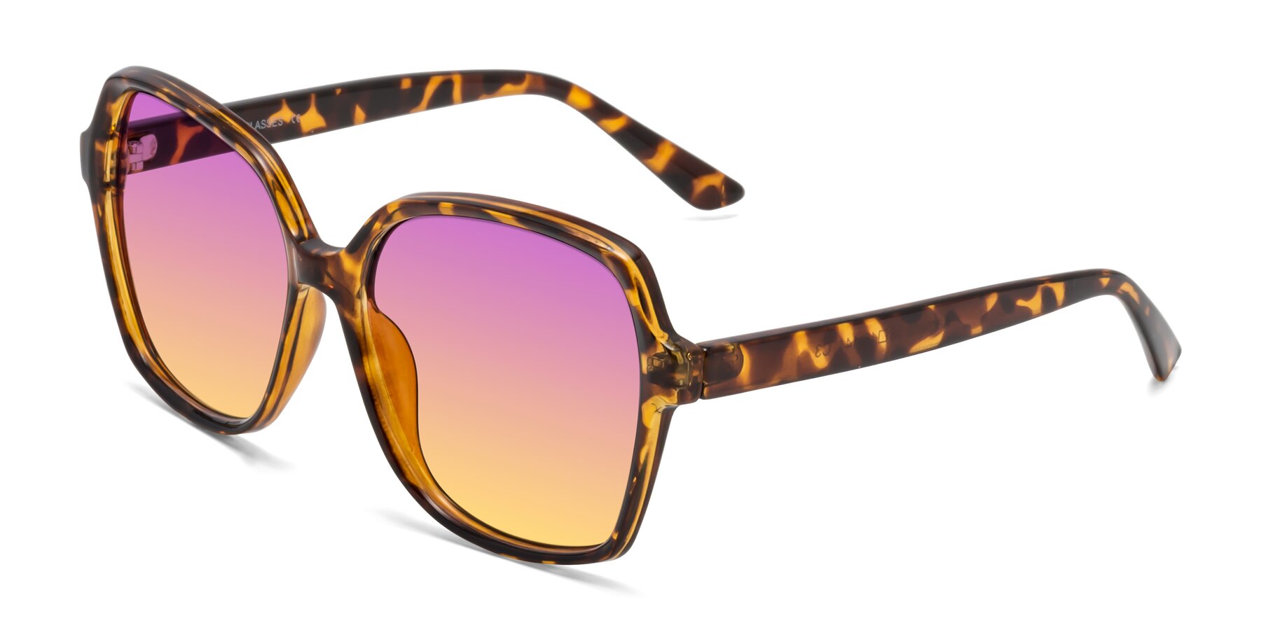Angle of Kamana in Tortoise with Purple / Yellow Gradient Lenses