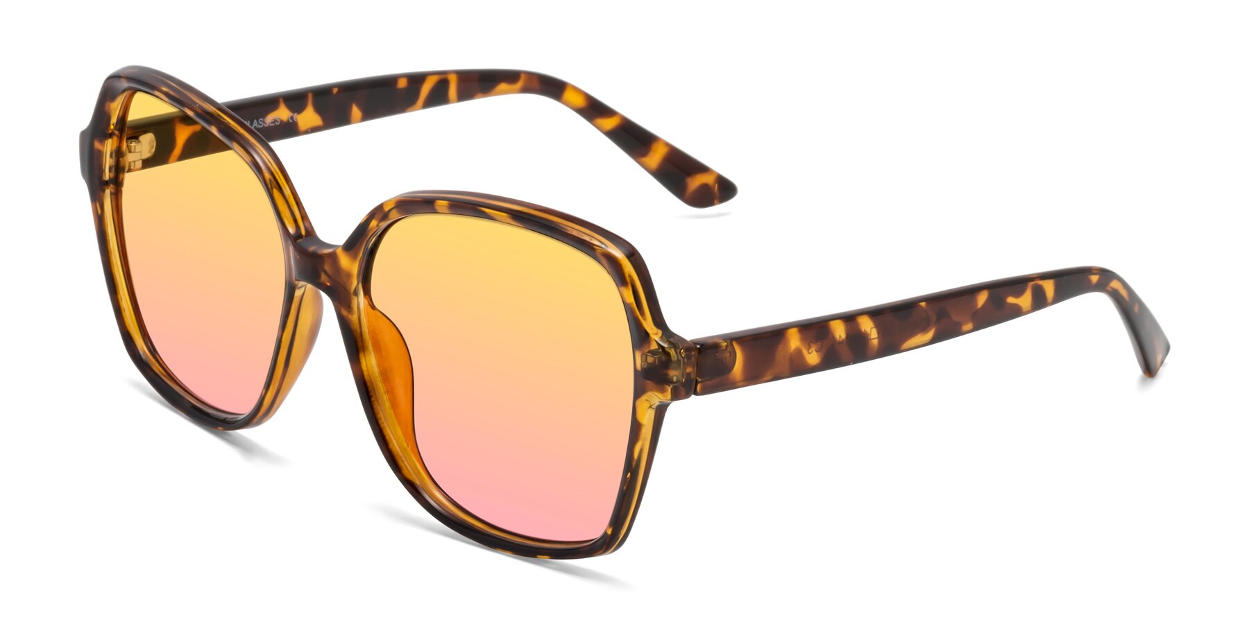 Angle of Kamana in Tortoise with Yellow / Pink Gradient Lenses