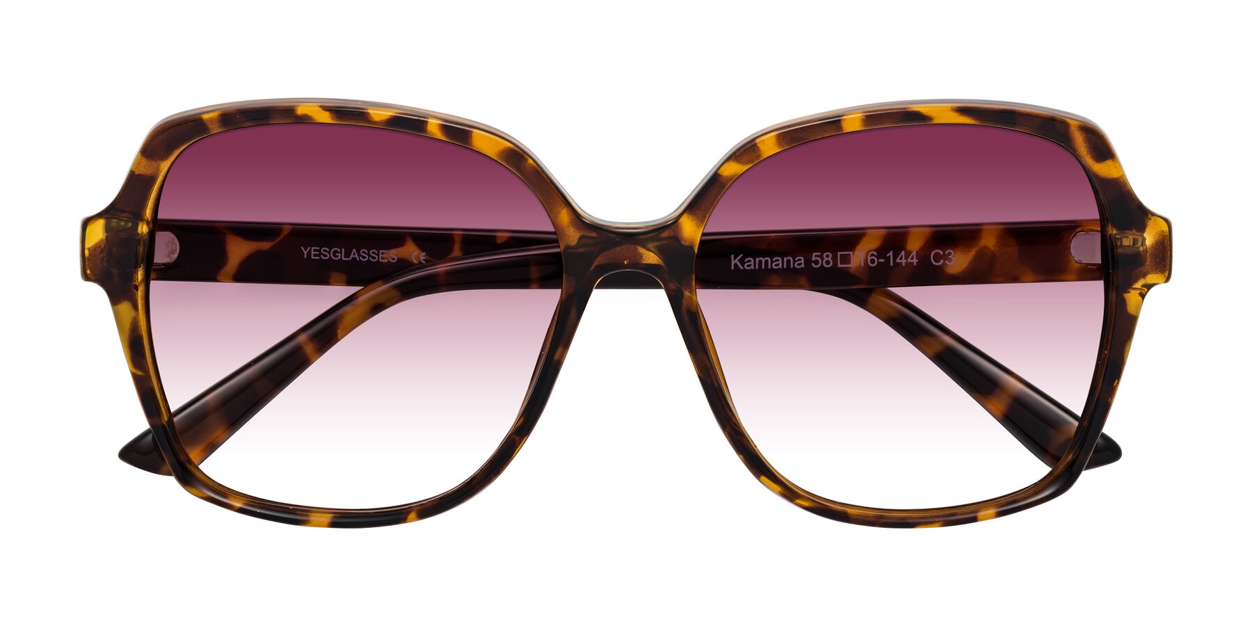 Folded Front of Kamana in Tortoise with Wine Gradient Lenses
